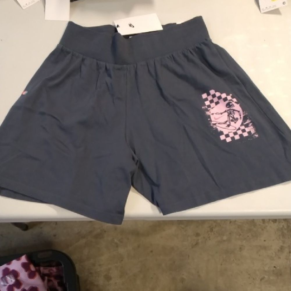 Nike Youth Athletic Shorts in Gray with Pink Surfing Skelton
